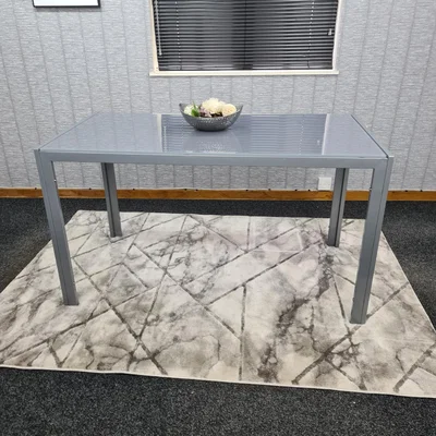 The Range Modern All Grey Glass Dining Table 120cm Only - Grey