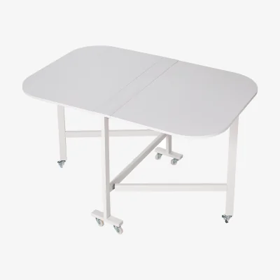 The Range Folding Drop Leaf Table with 6 Wheels - White