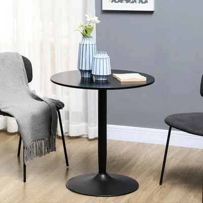 The Range HOMCOM Round Dining Table with Steel Base for Dining Room - Black