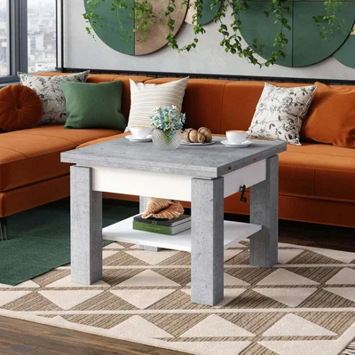 The Range Cleo 2 in 1 Extending Coffee  Dining Table 75-150cm - Concrete / White