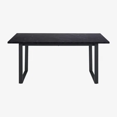 The Range Amble Dining Table with Black Marble Melamine Top & Black Legs - Black