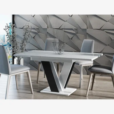 The Range MASIV Extending Dining Table 4-6 Seater - White Gloss / Black Gloss Base