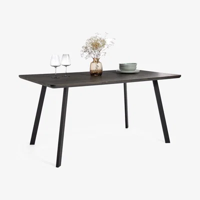 The Range Burton Dining Table 6 Seater with Metal Tapered Legs - Dark Wood