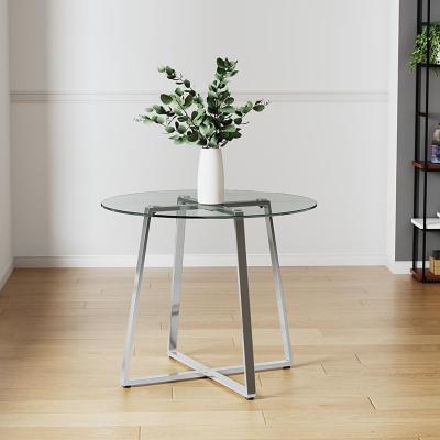 The Range Tempered Glass Round Coffee Tea Dining Table - Silvery