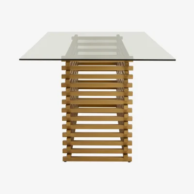 The Range Vogue Matte Gold Dining Table. - Gold