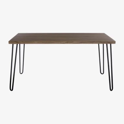 The Range Borough Veneer Top And Metal Legs Dining Table - Natural
