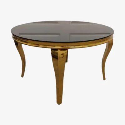 The Range Lilatte 1.3m Round Dining Table With Gold Curved Legs - Gold