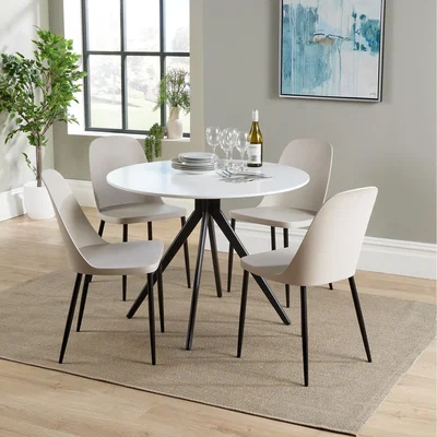 The Range Aspen 100cm Round dining table With Four Plastic Duo Chair Set - Calcio