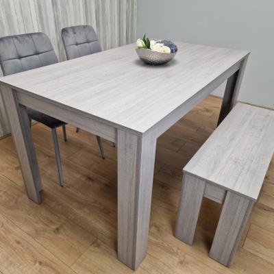 The Range Grey Dining Table With 2 Grey Tufted Velvet Chairs - 4 Person Dining Set - Grey