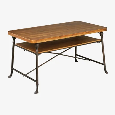 The Range Foundry Fir Wood Dining Table with Shelf - Natural