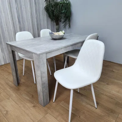 The Range Dining Table with 4 White Gem Chairs Set - White Grey
