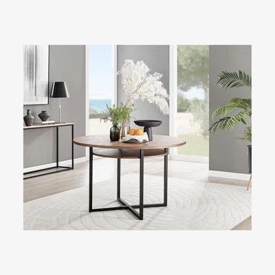 The Range Adley WOODEN and Black Metal Round Storage Dining Table - Brown
