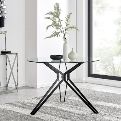 The Range Cascina Black Metal And Glass Dining Table - Black