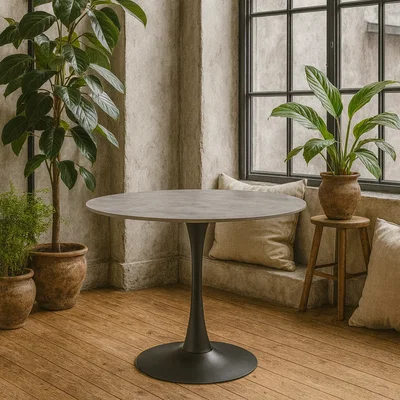 The Range Cloverfern Ceramic Round Dining Table - Grey