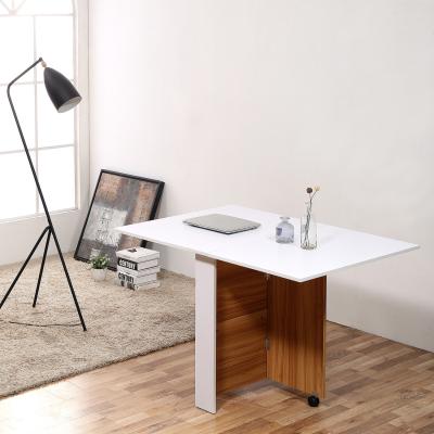 The Range Folding Dining Table With Casters - Teak Colour, White
