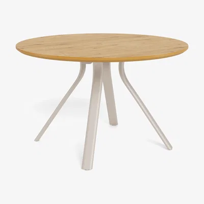 The Range Bristol Round Dining Table in Wild Oak & Grey Metal Base - Wild Oak & Grey