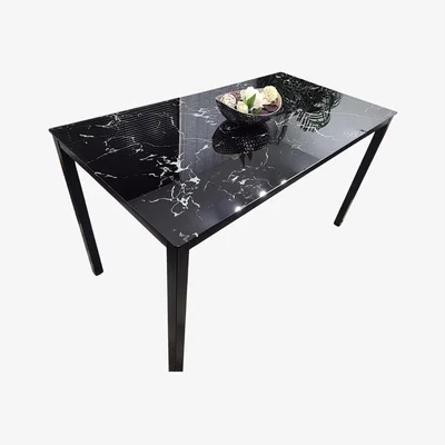 The Range Dining Table Black Glass Kitchen Place for 4 Seats - Black