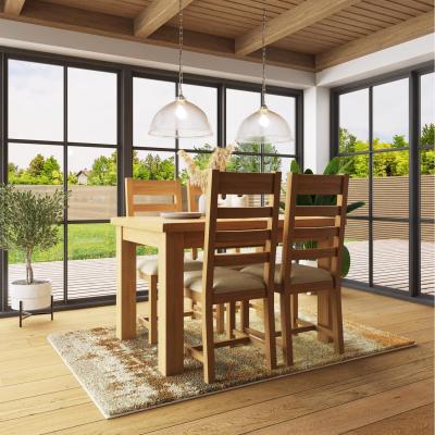 The Range 1.25M Solid Natural Oak Extending Dining Table With 4 Chairs - Natural Oak