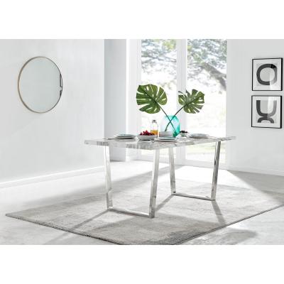 The Range Kylo 160cm Large White Marble Effect Dining Table - White Marble