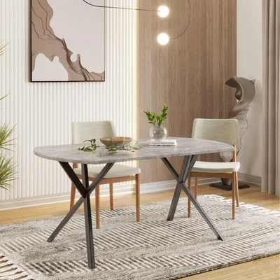 The Range Ceniza Concrete Effect 140cm Dining Table - Grey