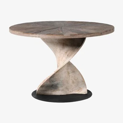 Rockett St George Round Elm Twisted Dining Table