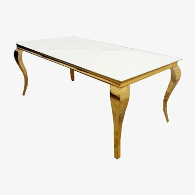 The Range Lilatte 1.6m Rectangular Dining Table With Gold Curved Legs - Gold