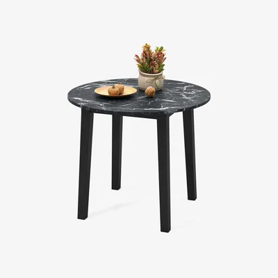 The Range Marble Textured Veneer Round Dining Table - Black