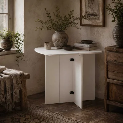 The Range Nelu White Drop-Leaf Dining Table for 4