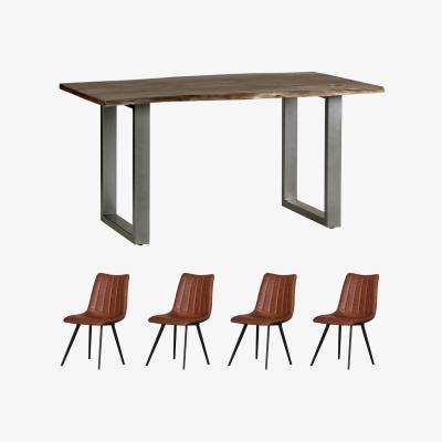 The Range Grey Live Edge Medium Sized Dining Table 1.5M Set With 4 Chairs - Light Wood