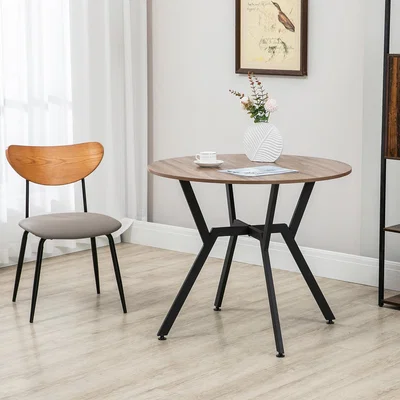 The Range Industrial Dining Table, Round Kitchen Table  - Brown