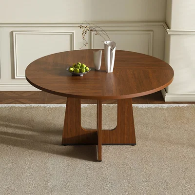 The Range Farmhouse Round Dining Table for 4 People - Walnut