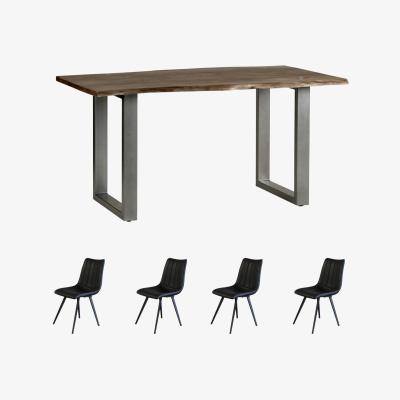 The Range Grey Medium Sized Dining Table 1.5M Set With 4 Chairs - Light Wood