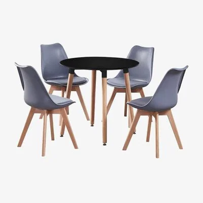 The Range Round Lorenzo Dining Set includes a Table and Dining Chairs Set of 4 - Grey