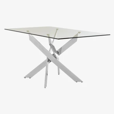 The Range Allure Rectangular Intersected Base Dining Table - Silver