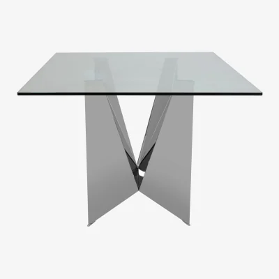 The Range Carlox Tempered Glass Dining Table with Chrome Legs - Silver