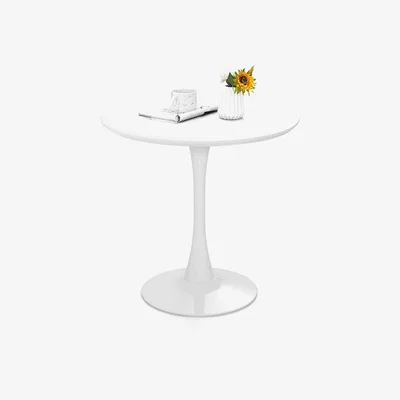 The Range Modern Round Tulip Kitchen Dining Table-White - White
