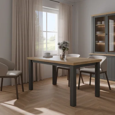 The Range Pontypool Rectangular Dining Table - Wolfram Grey and Mauvella Oak