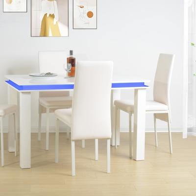 The Range LED Dining Table with PU Cushion Chairs  - White