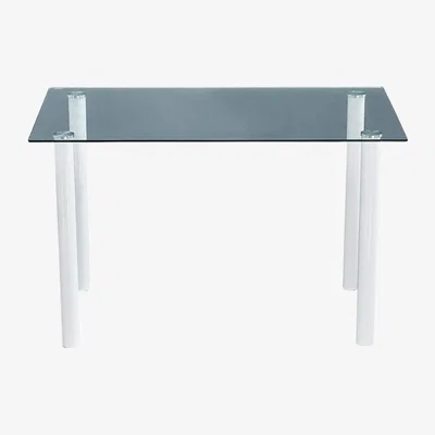 The Range Rectangle Glass Leg Dining Table - White