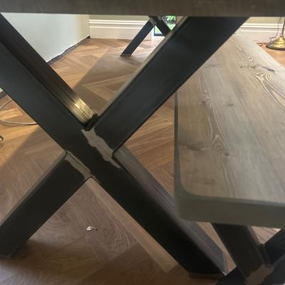 The Range Handmade Chunky Rustic Handmade Dining Table - Grey Wash - Rugger Brown / 140cm / 30kg