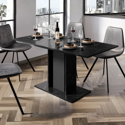 The Range WOOD MINI DINING TABLE Black Marble Effect - Black Royal Marble