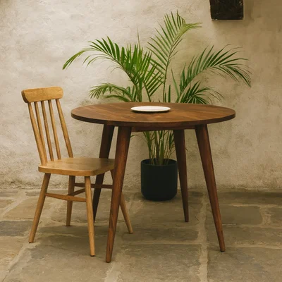 The Range Sirmione Chestnut Round Nordic Dining Table - Brown