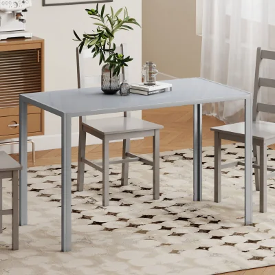 The Range HOMCOM Dining Table with Tempered Glass - Grey