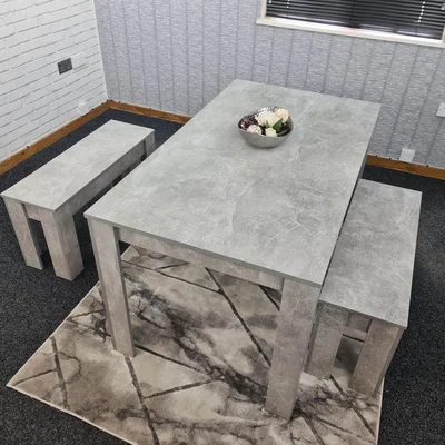 The Range Grey Kitchen Dining Table and 2 Benches - Grey