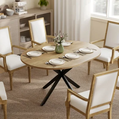 The Range HOMCOM Extendable Dining Table for 4-6 with X-Shape Base - Natural Wood