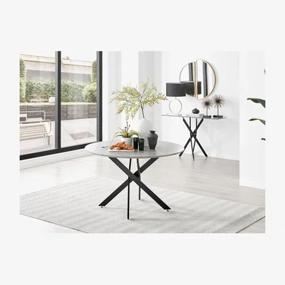 The Range Novara 120cm Grey Concrete Table Black Legs - Grey Concrete