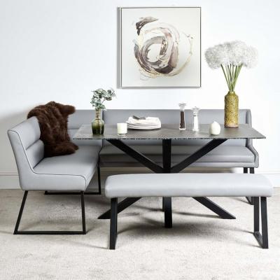 The Range Eastcote Black 150cm Dining Table  Paulo Corner Bences - Grey