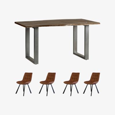 The Range Grey Essential Medium Size Dining Table 1.5M Set With 4 Chairs - Light Wood
