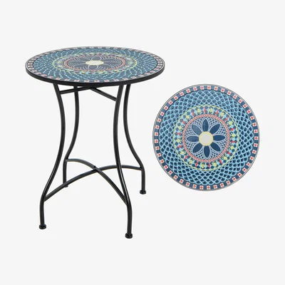 The Range Mosaic Pattern Metal Dining Table - Black