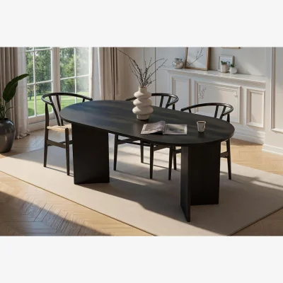 The Range Decortie Sablin Oval Dining Table - Black Wood